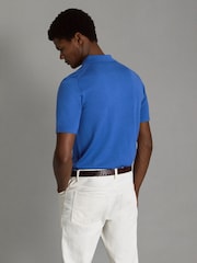Reiss Lapis Blue Maxwell Merino Wool Half-Zip Polo Shirt - Image 5 of 6
