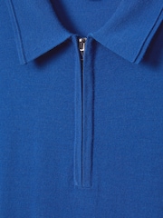 Reiss Lapis Blue Maxwell Merino Wool Half-Zip Polo Shirt - Image 6 of 6