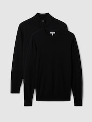 Reiss Black Merino Mixer 2 Pack Pack of Two Merino Wool Jumpers - Image 1 of 5