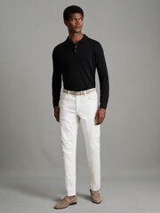 Reiss Black Trafford Merino Wool Polo Shirt - Image 3 of 7