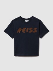 Reiss Navy Sands 9-13 yrs Cotton Crew Neck Motif T-Shirt - Image 2 of 4