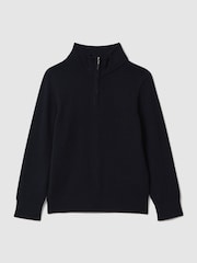 Reiss Navy Blackhall 9-13 yrs Wool Quarter Zip Jumper - Image 2 of 4
