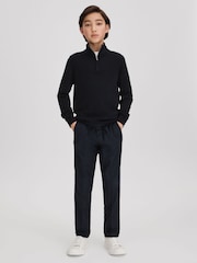 Reiss Navy Blackhall 9-13 yrs Wool Quarter Zip Jumper - Image 3 of 4