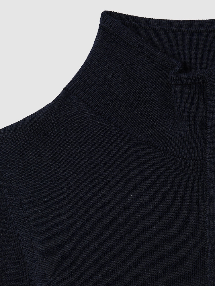 Reiss Navy Blackhall 9-13 yrs Wool Quarter Zip Jumper - Image 4 of 4