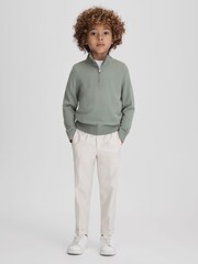 Reiss Pistachio Blackhall 9-13 yrs Wool Half-Zip Funnel Neck Jumper - Image 3 of 6