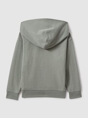 Reiss Pistachio Cade Senior Cotton Motif Hoodie - Image 1 of 3