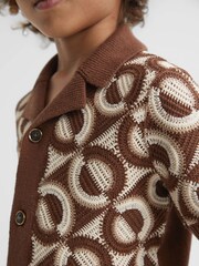 Reiss Tobacco Frenchie 3-9 yrs Knitted Cuban Collar Shirt - Image 4 of 6