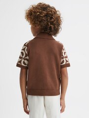 Reiss Tobacco Frenchie 3-9 yrs Knitted Cuban Collar Shirt - Image 5 of 6