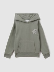 Reiss Pistachio Cade Junior Cotton Motif Hoodie - Image 1 of 3
