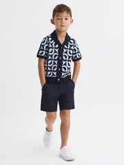 Reiss Navy Frenchie 9-13 yrs Knitted Cuban Collar Shirt - Image 3 of 6