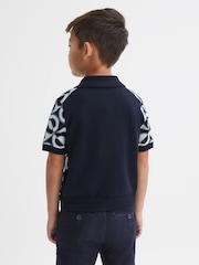 Reiss Navy Frenchie 9-13 yrs Knitted Cuban Collar Shirt - Image 5 of 6