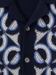 Reiss Navy Frenchie 9-13 yrs Knitted Cuban Collar Shirt - Image 6 of 6