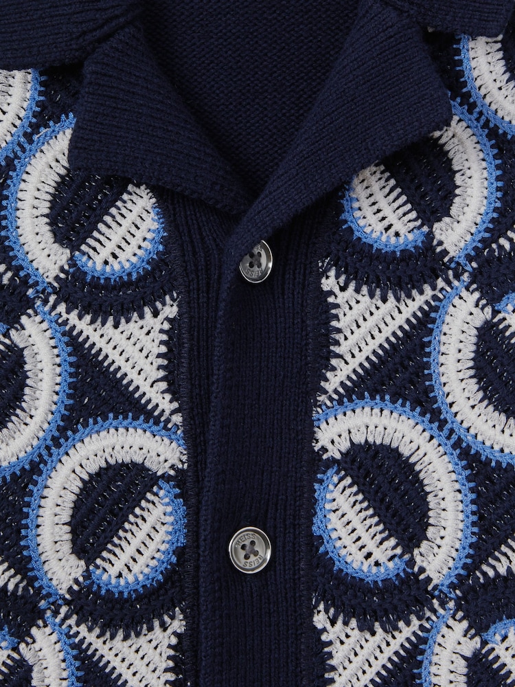 Reiss Navy Frenchie 9-13 yrs Knitted Cuban Collar Shirt - Image 6 of 6