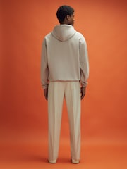 Reiss x McLaren F1 Team Taupe McLaren F1 Leather Patch Drawstring Hoodie - Image 7 of 10