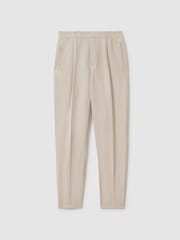 Reiss Stone Pact Relaxed Cotton/Linen Blend Elasticated Waist Trousers - Image 2 of 7