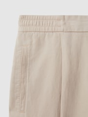 Reiss Stone Pact Relaxed Cotton/Linen Blend Elasticated Waist Trousers - Image 7 of 7