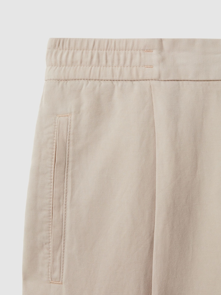 Reiss Stone Pact Relaxed Cotton/Linen Blend Elasticated Waist Trousers - Image 7 of 7
