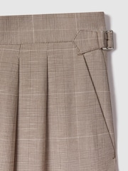Reiss Oatmeal Collect Slim Fit Check Adjuster Trousers with Turn-Ups - Image 6 of 6