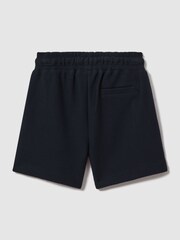 Reiss Navy Hester Junior Textured Cotton Drawstring Shorts - Image 2 of 3