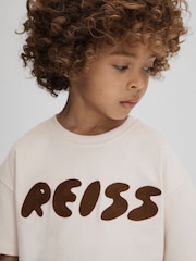 Reiss Ecru Sands Senior Cotton Crew Neck Motif T-Shirt - Image 4 of 6
