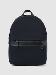 Reiss Dark Navy Drew Neoprene Zipped Backpack - Image 1 of 5