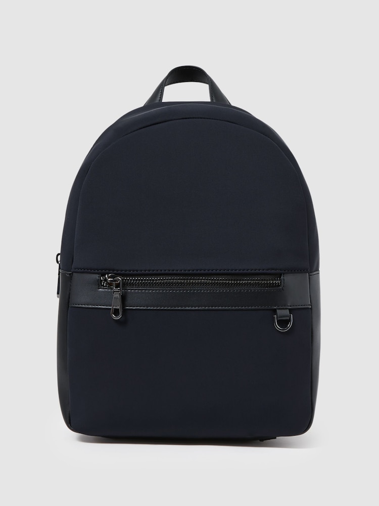Reiss Dark Navy Drew Neoprene Zipped Backpack - Image 1 of 5