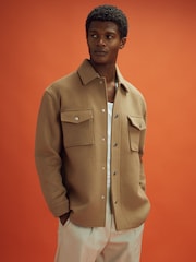 Reiss x McLaren F1 Team Camel McLaren F1 Wool Blend Twin Pocket Overshirt - Image 1 of 8