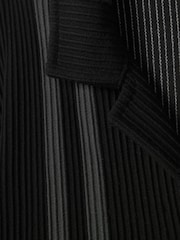 Reiss Black/Steel Grey Castle Ribbed Striped Cuban Collar Shirt - Image 6 of 6