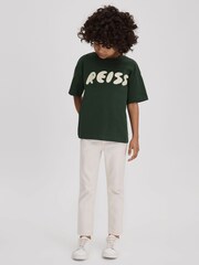 Reiss Hunting Green Sands Senior Cotton Crew Neck Motif T-Shirt - Image 3 of 4