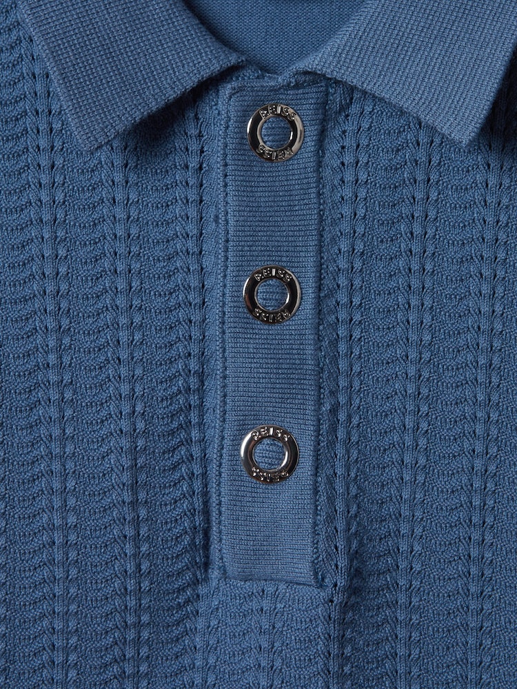 Reiss Cornflower Blue Pascoe 3-9 yrs Textured Modal Blend Polo Shirt - Image 6 of 6 Reiss Cornflower Blue Pascoe 3-9 yrs Textured Modal Blend Polo Shirt - Image 6 of 6
