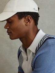 Reiss White Felix Cotton Embroidered Baseball Cap - Image 2 of 4
