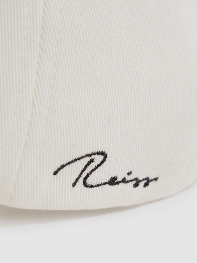 Reiss White Felix Cotton Embroidered Baseball Cap - Image 4 of 4