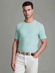 Reiss Ocean Green Bless Cotton Crew Neck T-Shirt - Image 1 of 5