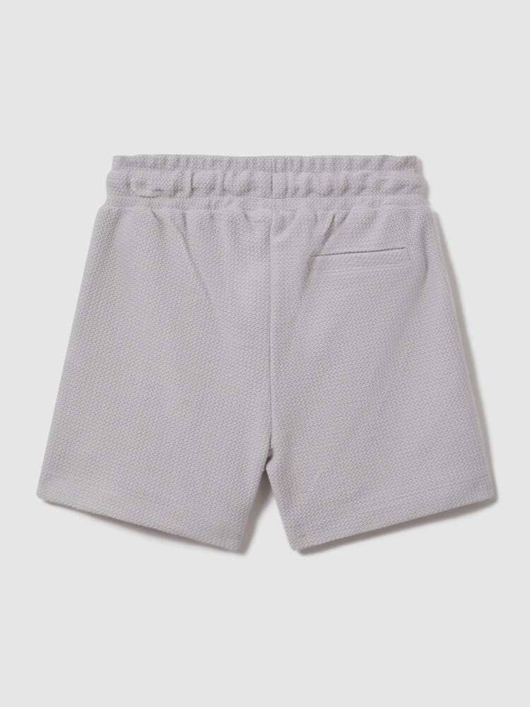 Reiss Silver Hester Junior Textured Cotton Drawstring Shorts - Image 2 of 3 Reiss Silver Hester Junior Textured Cotton Drawstring Shorts - Image 2 of 3