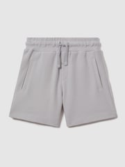 Reiss Silver Hester Senior Textured Cotton Drawstring Shorts - Image 1 of 3