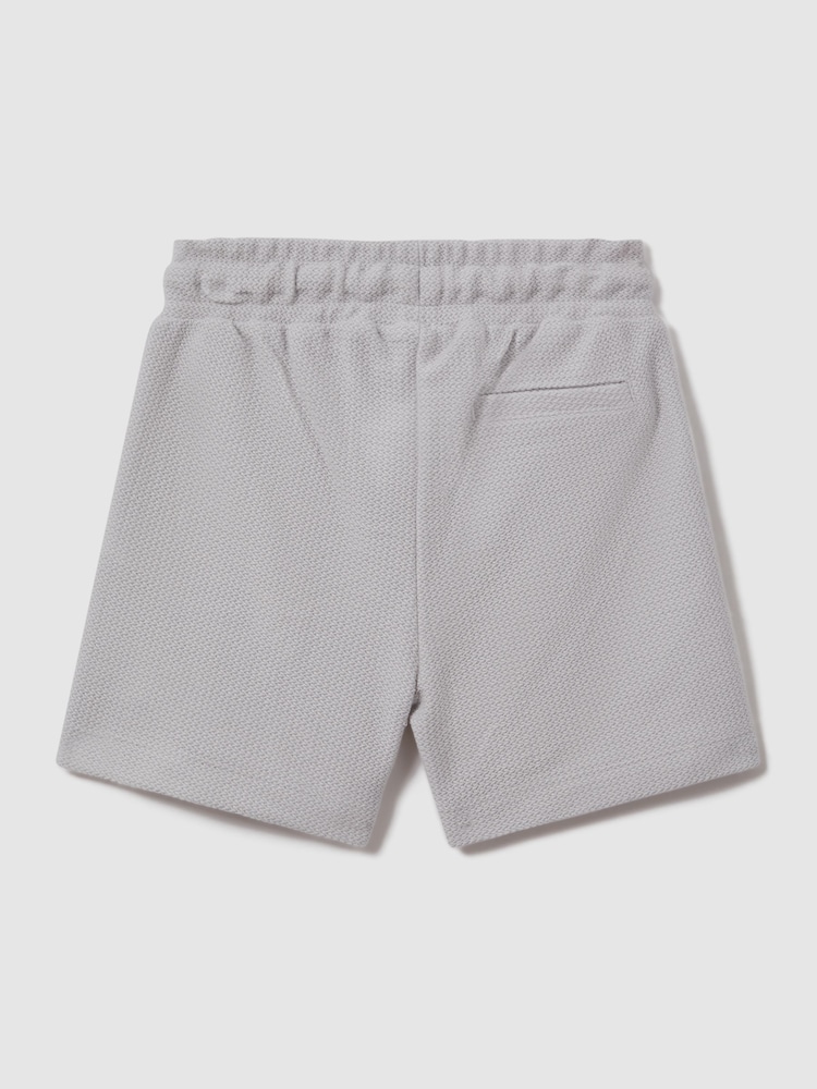 Reiss Silver Hester Senior Textured Cotton Drawstring Shorts - Image 2 of 3