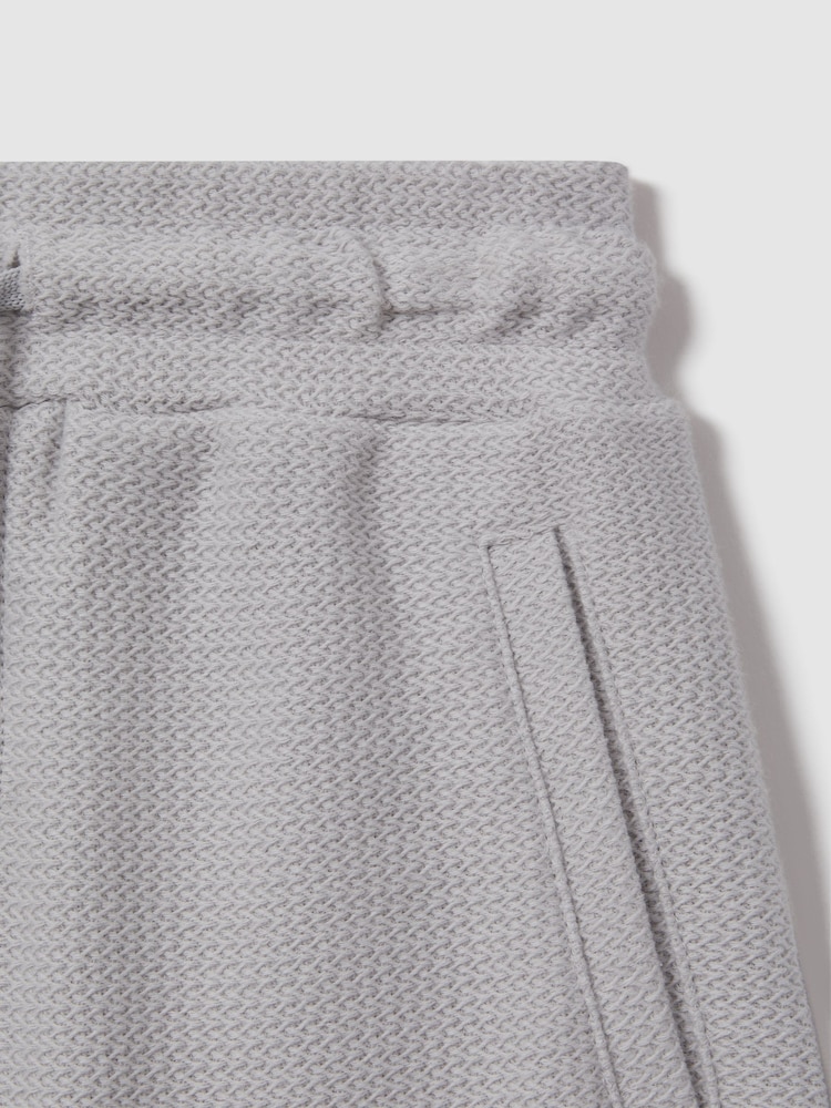 Reiss Silver Hester Senior Textured Cotton Drawstring Shorts - Image 3 of 3
