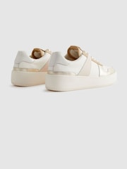 Reiss White/Gold Aira Mid Top Leather Trainers - Image 4 of 5