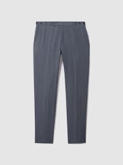 Reiss Airforce Blue Kin Slim Fit 100% Linen Adjuster Trousers - Image 2 of 6