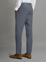Reiss Airforce Blue Kin Slim Fit 100% Linen Adjuster Trousers - Image 5 of 6
