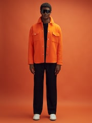 Reiss x McLaren F1 Team Papaya McLaren F1 Wool Blend Twin Pocket Overshirt - Image 3 of 7