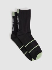 Reiss Onyx Black Axel Castore Ribbed Crew Cut Socks - Image 1 of 3