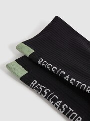 Reiss Onyx Black Axel Castore Ribbed Crew Cut Socks - Image 2 of 3