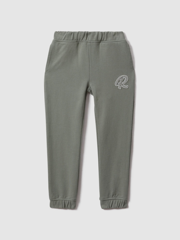 Reiss Pistachio Toby 3-9 yrs Cotton Elasticated Waist Motif Joggers - Image 1 of 3