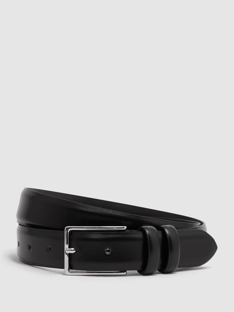 Reiss Black Dante Smooth Leather Belt - Image 1 of 4