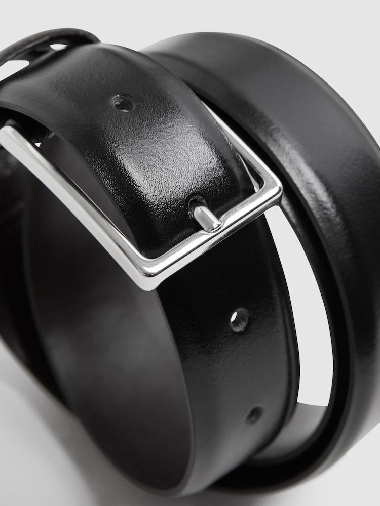Reiss Black Dante Smooth Leather Belt - Image 4 of 4