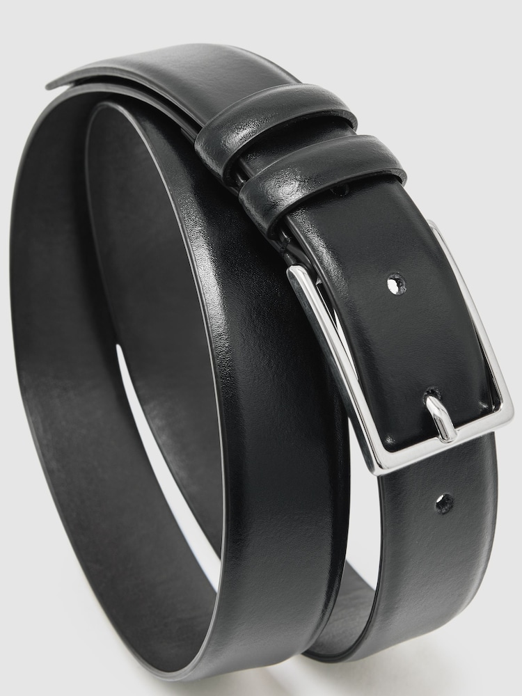 Reiss Black Dante Smooth Leather Belt - Image 5 of 5