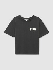 Reiss Washed Black Abbott 3-9 yrs Cotton-Jersey Logo-Print T-shirt - Image 2 of 4