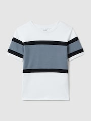 Reiss Airforce Blue Auckland 3-9 yrs Cotton Colourblock Crew Neck T-Shirt - Image 2 of 4