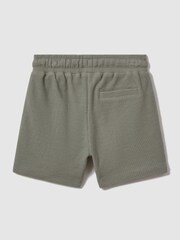Reiss Pistachio Hester Senior Textured Cotton Drawstring Shorts - Image 2 of 3
